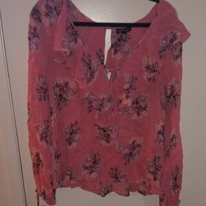 Topshop Pink Floral Blouse